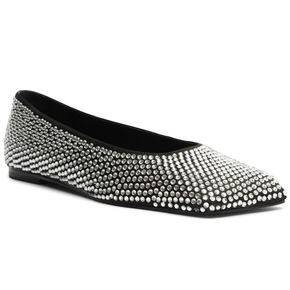 NEW SCHUTZ Black and Silver Studded Flats Sz 5.5